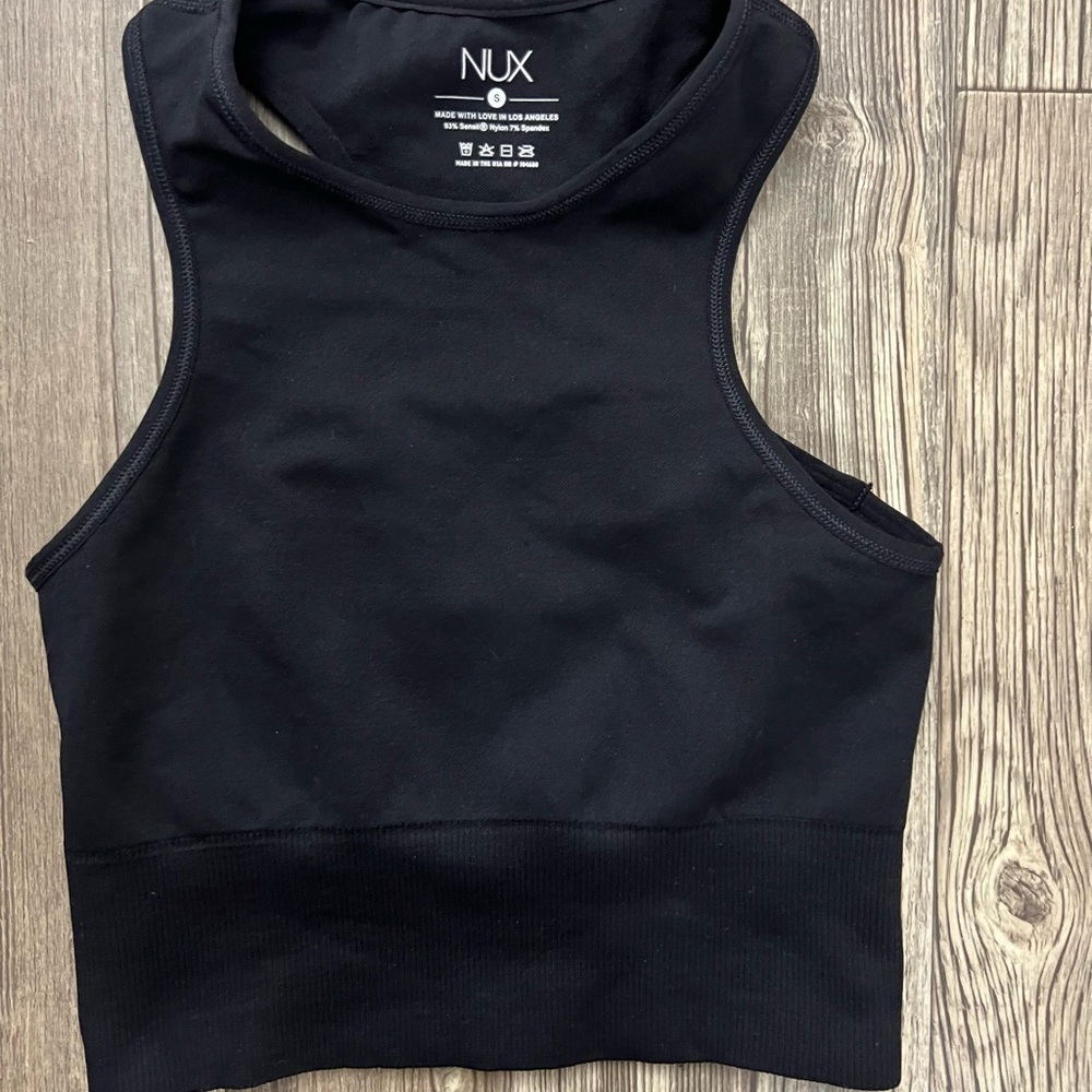 New NUX One By One Crop Sports bra, Tank in a size Small. Black.